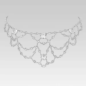 1928 Jewelry Vintage Austrian Crystal Round Swag Drop Necklace 14" 1928 Jewelry