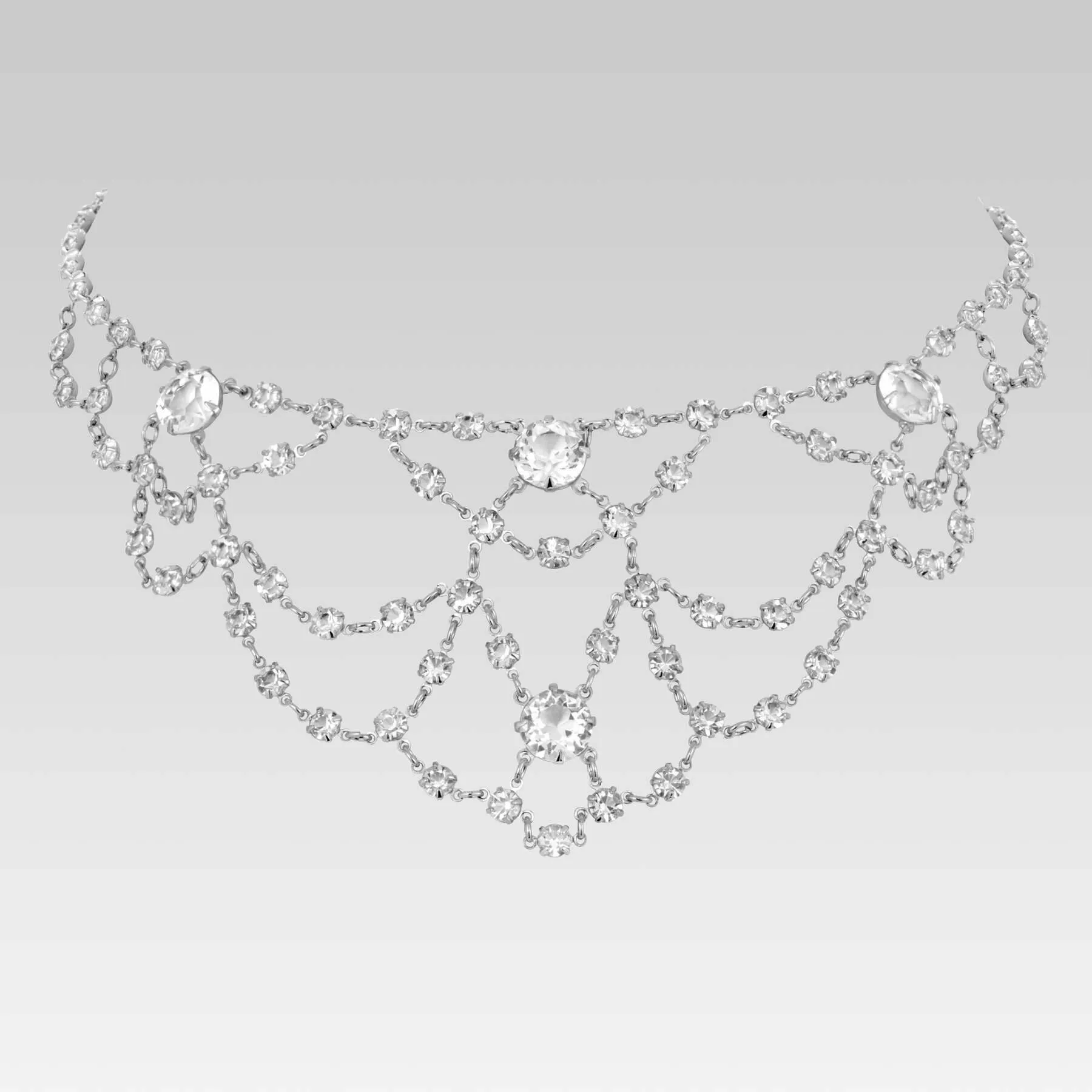 1928 Jewelry Vintage Austrian Crystal Round Swag Drop Necklace 14" 1928 Jewelry