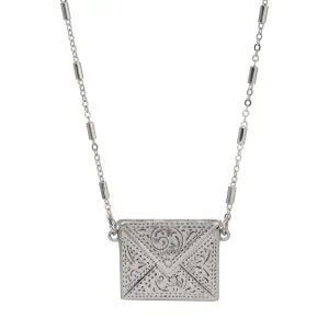 1928 Jewelry Vintage Envelope Correspondence Pendant Necklace 28" 1928 Jewelry
