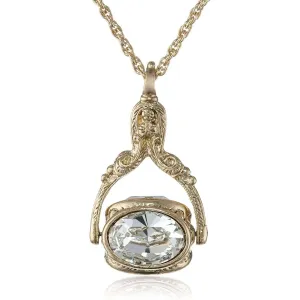1928 Jewelry Vintage-Inspired Rotating 3 Sided Crystal Spinner Pendant Necklace 30" 1928 Jewelry