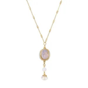 1928 Jewelry White Crystal Opal Stone 3 Sided Spinner Drop Necklace 28" 1928 Jewelry