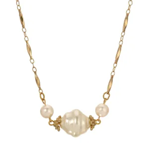 1928 Jewelry White Orbit Faux Pearl Bead Necklace 17"   3" Extension 1928 Jewelry