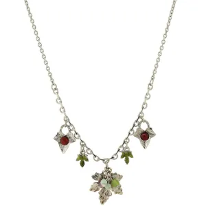 1928 Jewelry Winery Green And Purple Accent Grape Leaf Drop Necklace 16"   3" Extender 1928 Jewelry