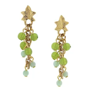 1928 Jewelry Winery Green Beaded Grape Leaf Drop Earrings 1928 Jewelry