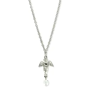 1928 Jewelry Winged Angel With Crystal Drop Pendant Necklace 16"   3" Extender 1928 Jewelry