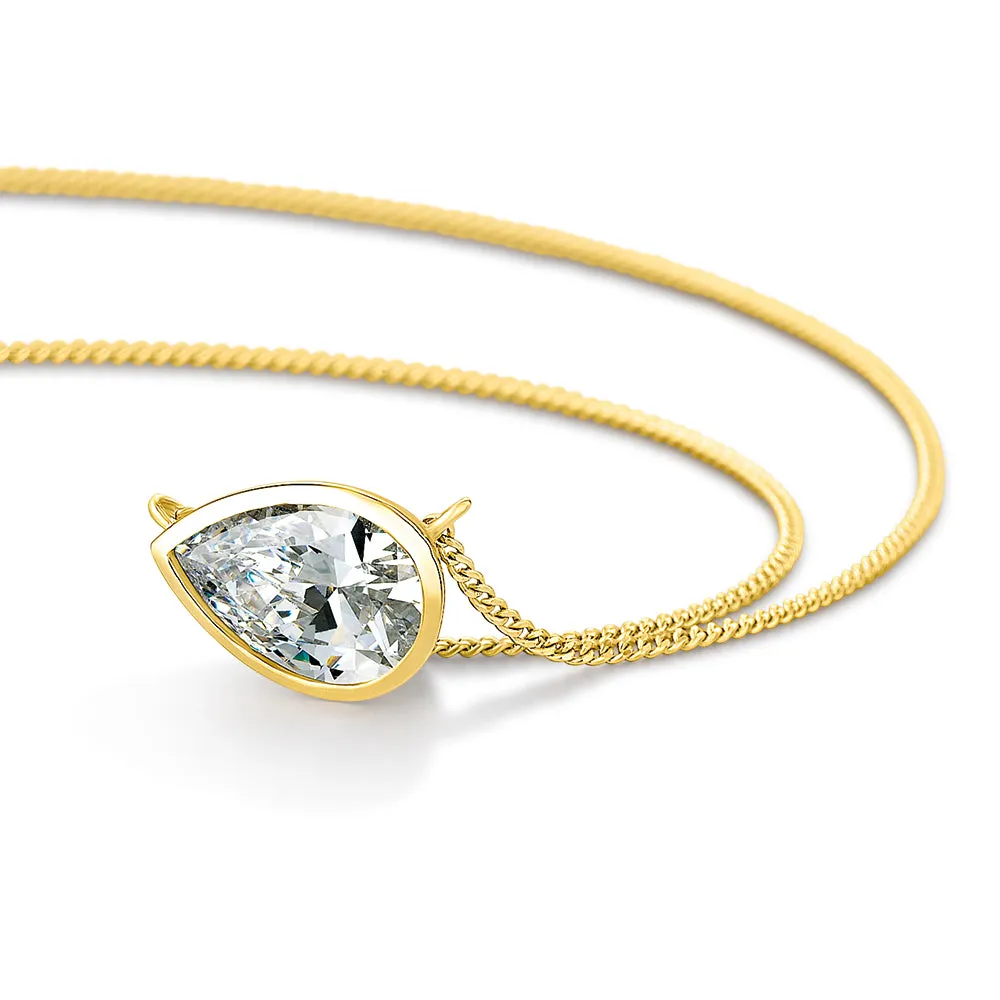 2 ct. East-West Bezel Pear Necklace