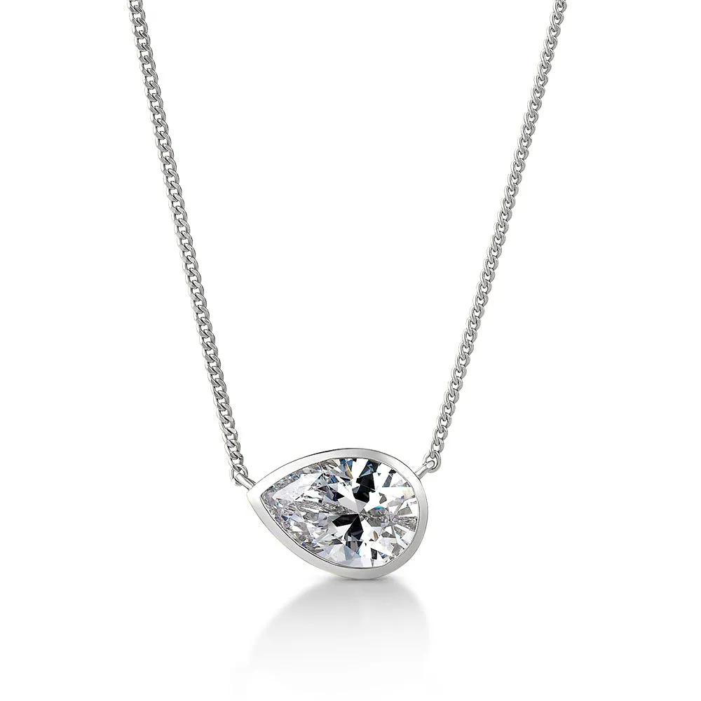 2 ct. East-West Bezel Pear Necklace