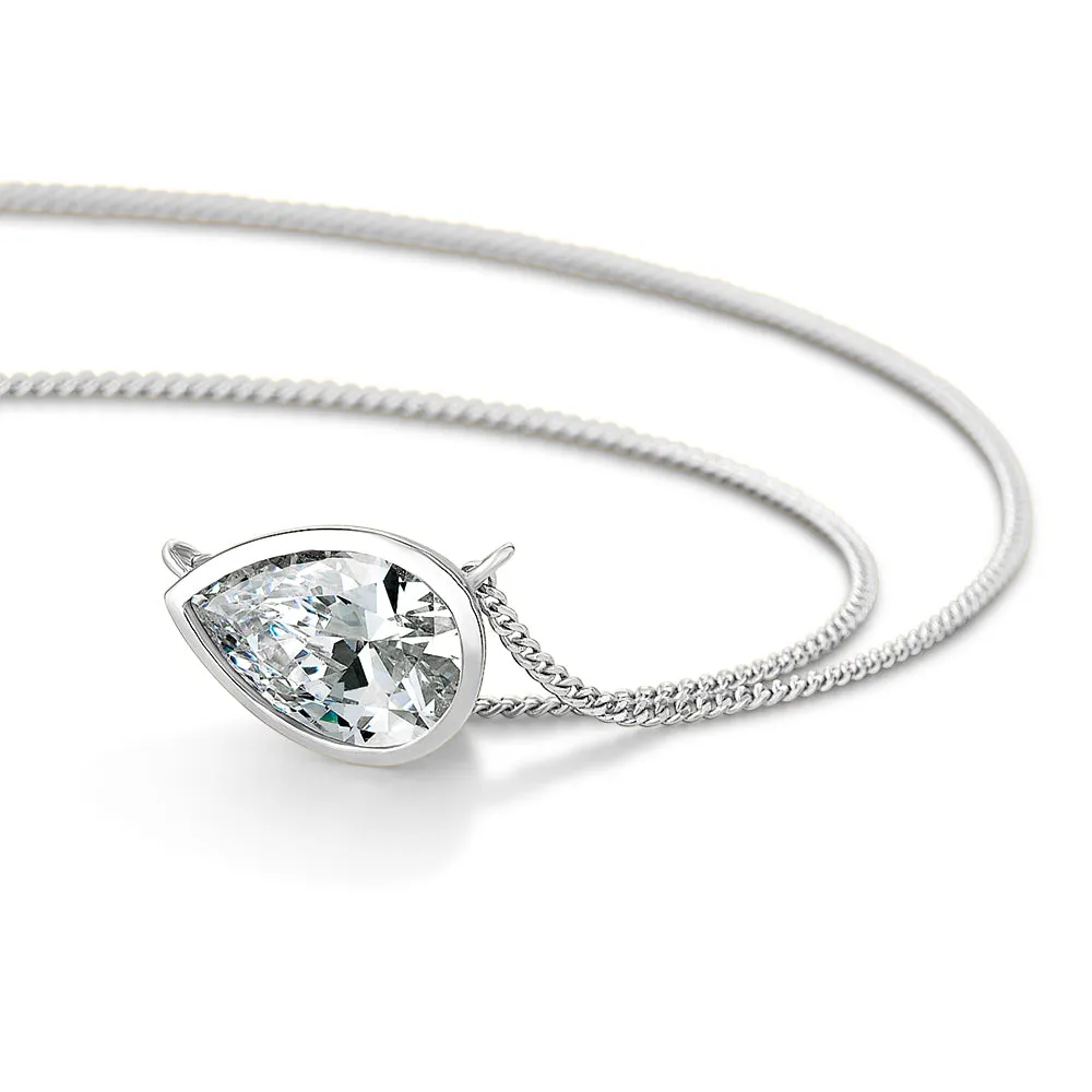 2 ct. East-West Bezel Pear Necklace