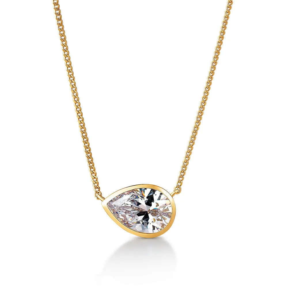 2 ct. East-West Bezel Pear Necklace