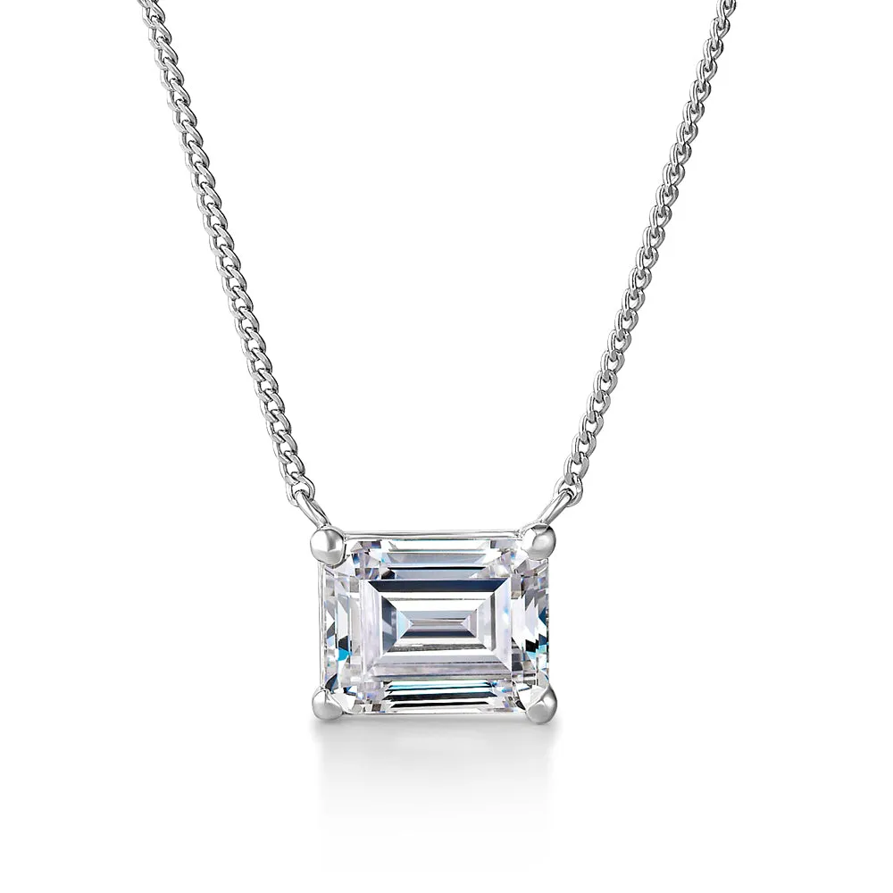 2 ct. East-West Emerald Cut Necklace