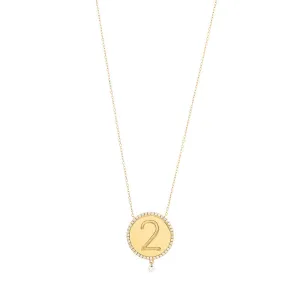 2 Medallion 18K Gold Necklace w. Diamonds