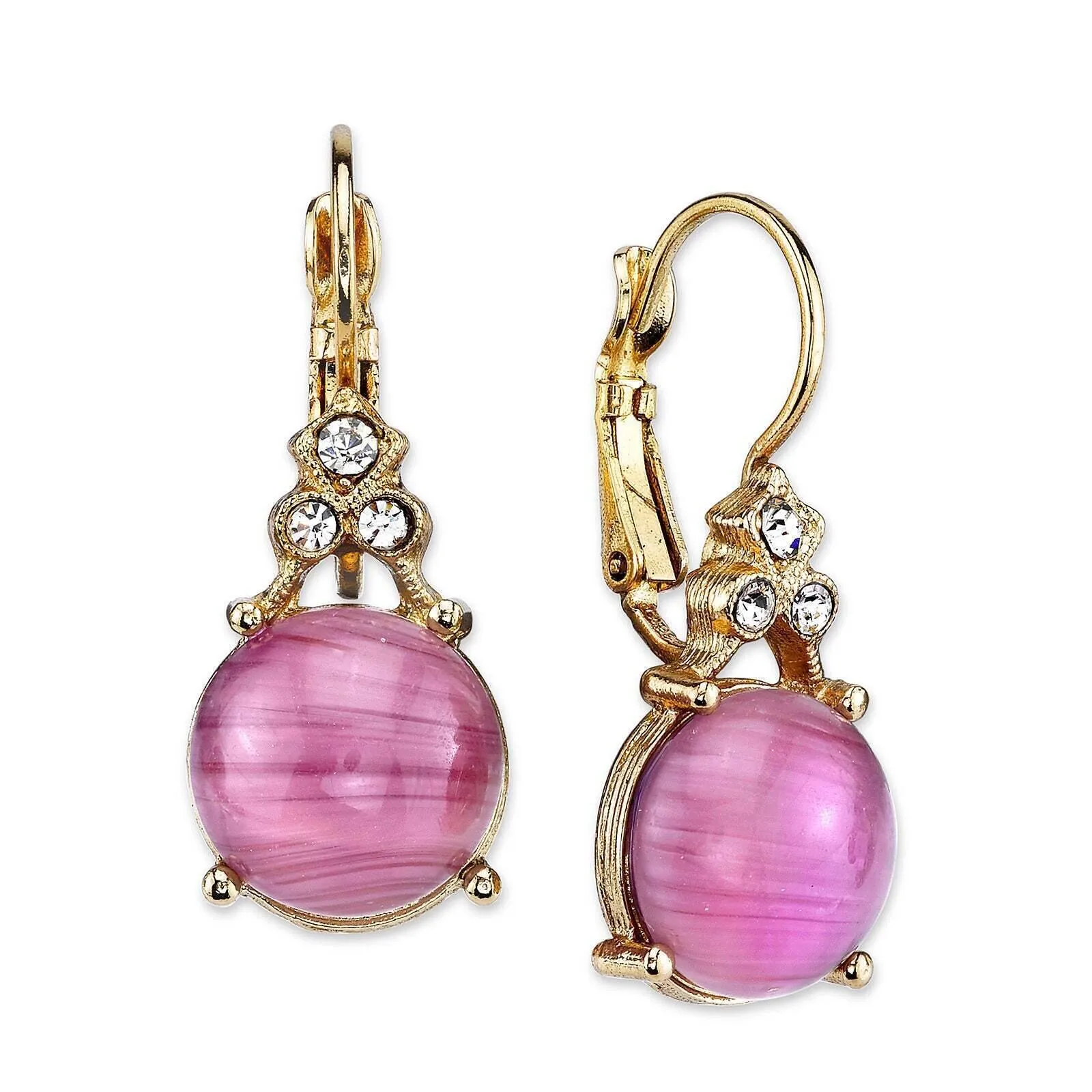 2028 Jewelry Amethyst Glass Quartz Crystal Drop Earrings 1928 Jewelry