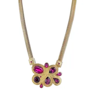 2028 Jewelry Amethyst Purple Color And Fuchsia Cluster Necklace 16"   3" Extender 1928 Jewelry