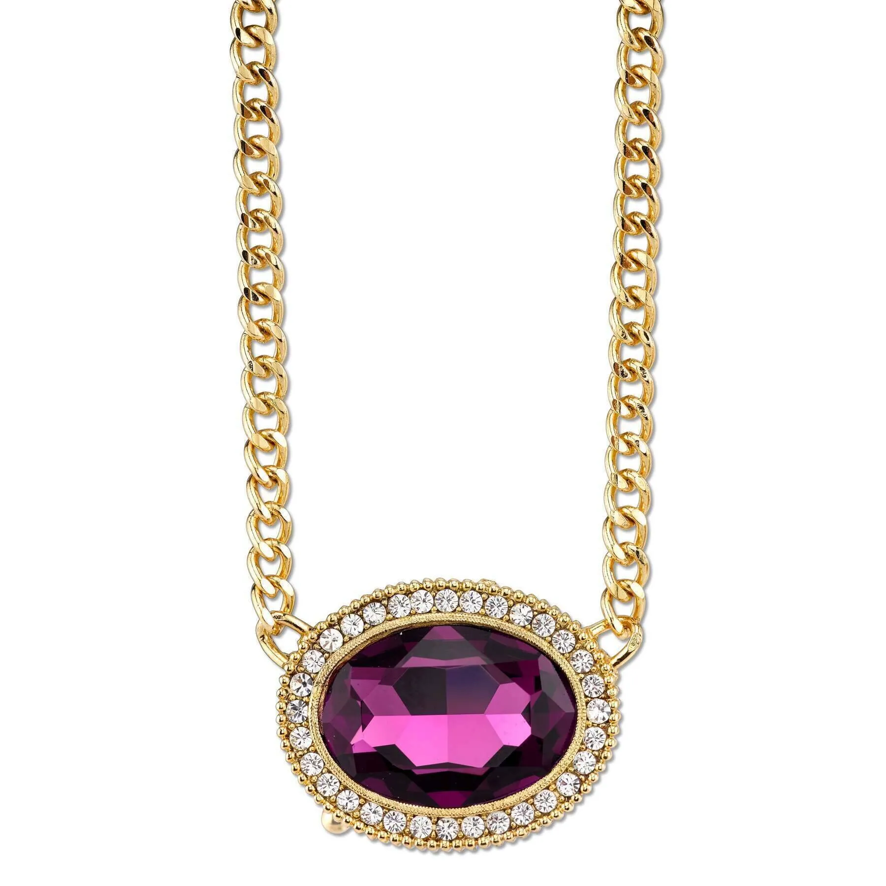 2028 Jewelry Amethyst Purple Color Crystal Austrian Pendant Necklace 16" 1928 Jewelry