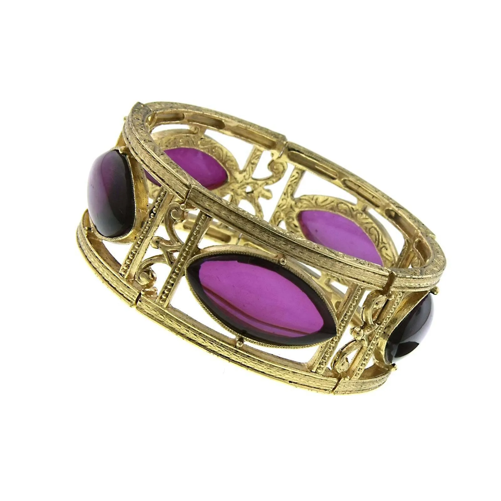 2028 Jewelry Amethyst Purple Stone Navette Stretch Bracelet 1928 Jewelry