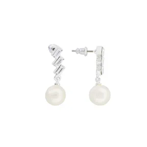 2028 Jewelry Austrian Crystal White Faux Pearl Drop Earrings 1928 Jewelry