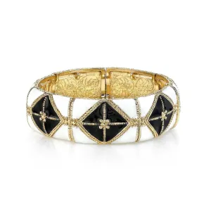 2028 Jewelry Black And White Enamel Stretch Bracelet 1928 Jewelry