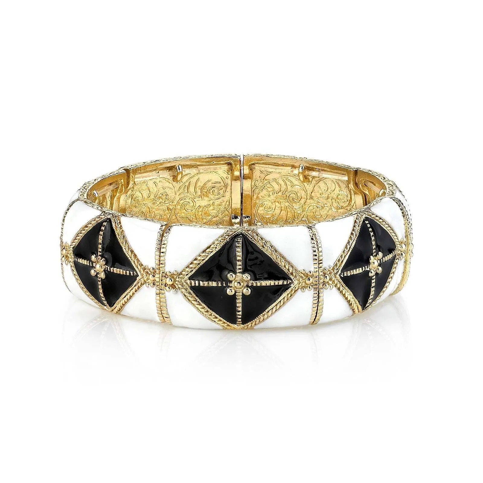 2028 Jewelry Black And White Enamel Stretch Bracelet 1928 Jewelry