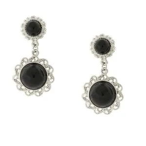 2028 Jewelry Black Cabachon Drop Earrings 1928 Jewelry