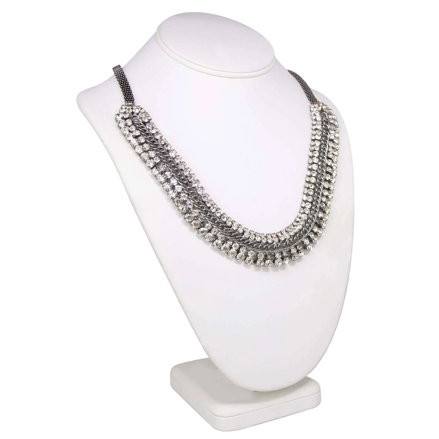 2028 Jewelry Black Chain Crystal Statement Necklace 19"   3" Extension 1928 Jewelry