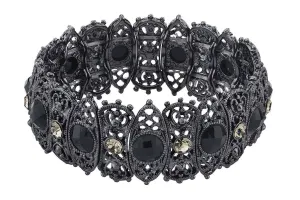 2028 Jewelry Black Diamond Crystal Filigree Stretch Bracelet 1928 Jewelry
