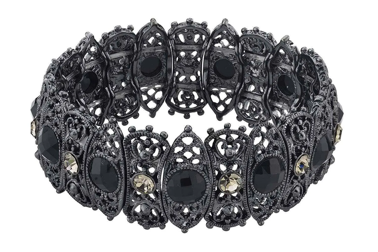 2028 Jewelry Black Diamond Crystal Filigree Stretch Bracelet 1928 Jewelry