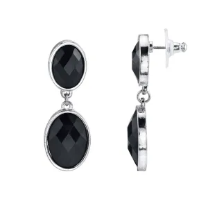 2028 Jewelry Black Faceted Stone Post Dangle Earrings 1928 Jewelry