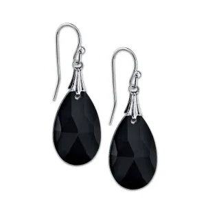 2028 Jewelry Black Faceted Teardrop Crystal Earrings 1928 Jewelry