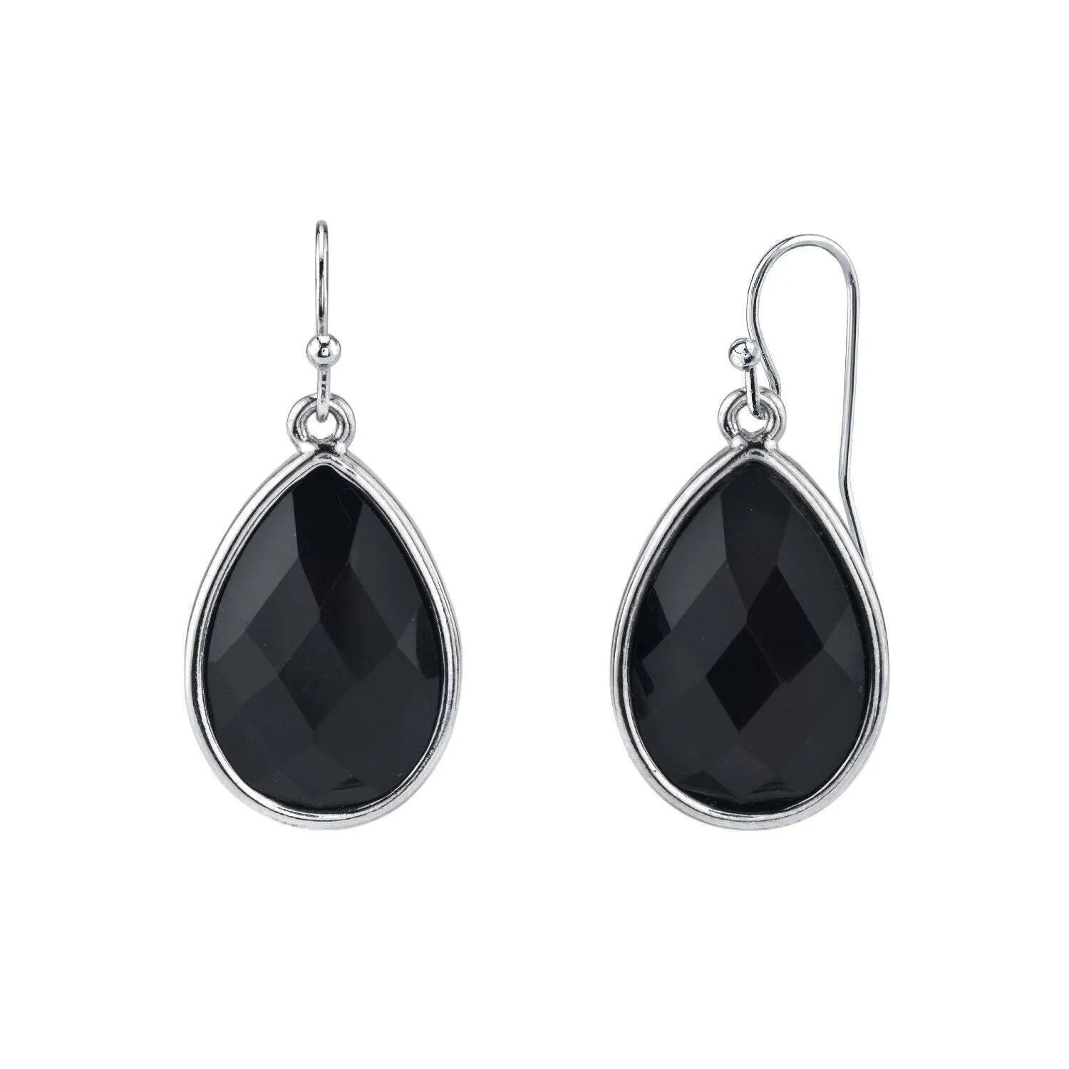 2028 Jewelry Black Faceted Teardrop Drop Earrings 1928 Jewelry