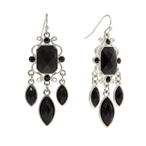 2028 Jewelry Black Octagon & Oval Crystal Drop Earrings 1928 Jewelry