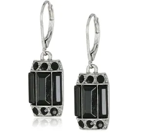 2028 Jewelry Black Round & Baguette Crystal Octagon Drop Earrings 1928 Jewelry