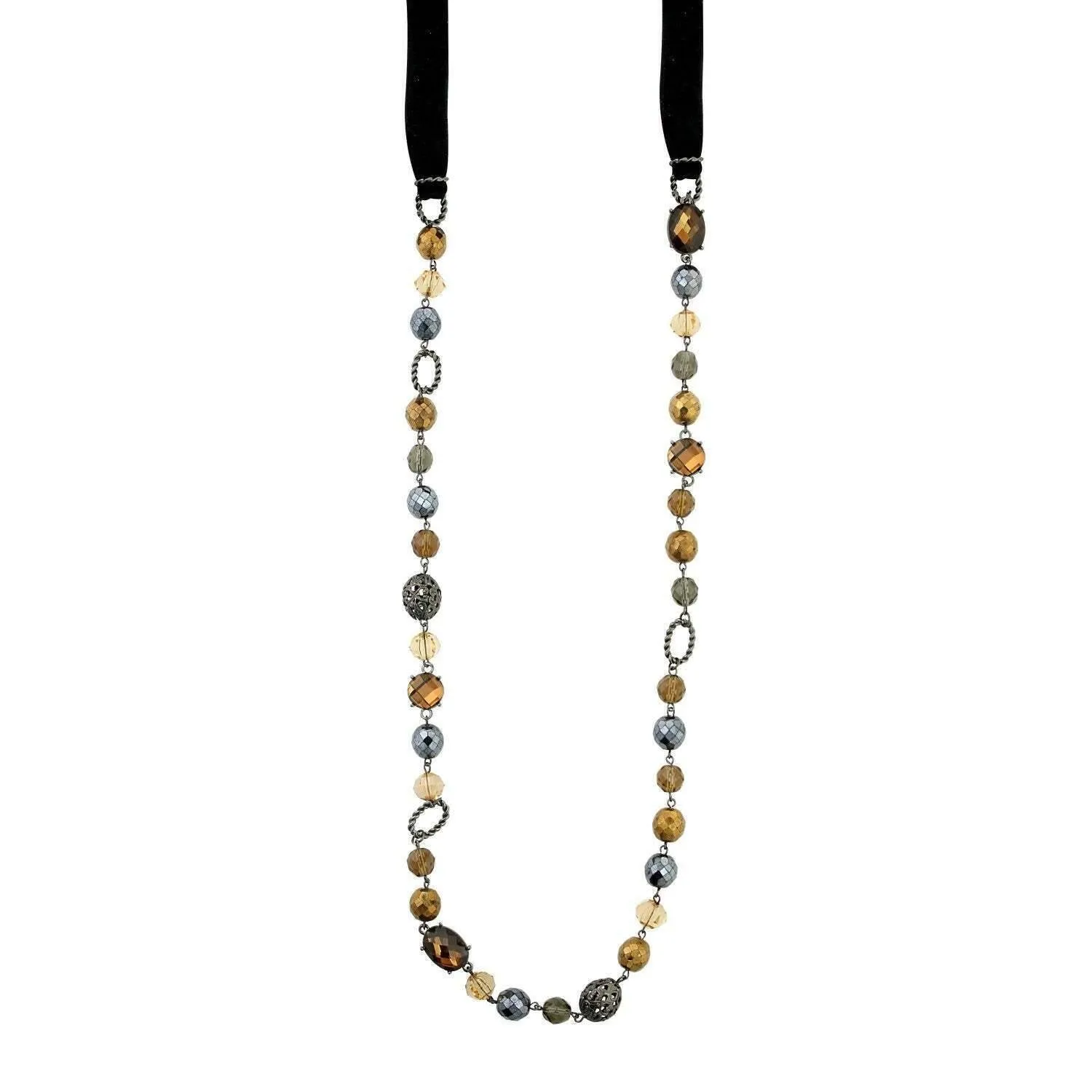 2028 Jewelry Black Smoke Topaz Beaded Necklace 42" 1928 Jewelry