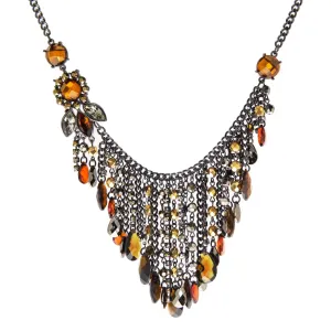 2028 Jewelry Black Smoke Topaz Chain Drop Bib Necklace 15"   3" Extender 1928 Jewelry