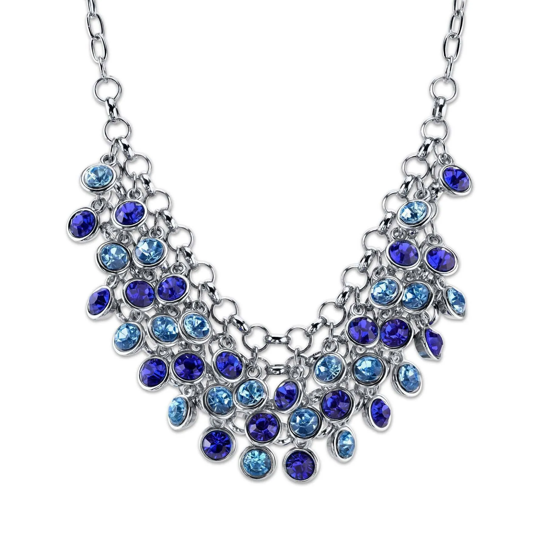 2028 Jewelry Blue Cluster Bib Necklace 16"   3" Extender 1928 Jewelry