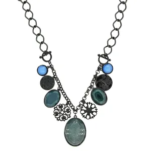 2028 Jewelry Blue Multi Drop Victorian Cameo Pendant Necklace 16"   3" Extender 1928 Jewelry