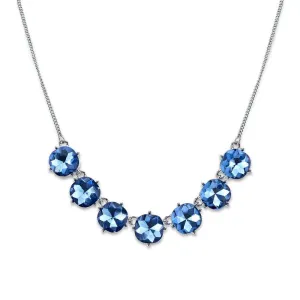 2028 Jewelry Blue Round Faceted Cushion Shaped Glass Stone Collar Necklace 16"   3" Extender 1928 Jewelry