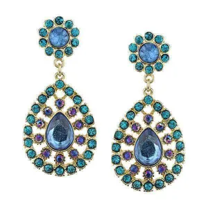 2028 Jewelry Blue Zircon And Blue Sapphire Ab Crystal Large Teardrop Drop Earrings 1928 Jewelry