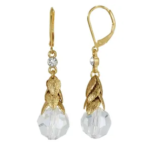 2028 Jewelry Clear Crystal Beaded Leaf Drop Earrings 1928 Jewelry