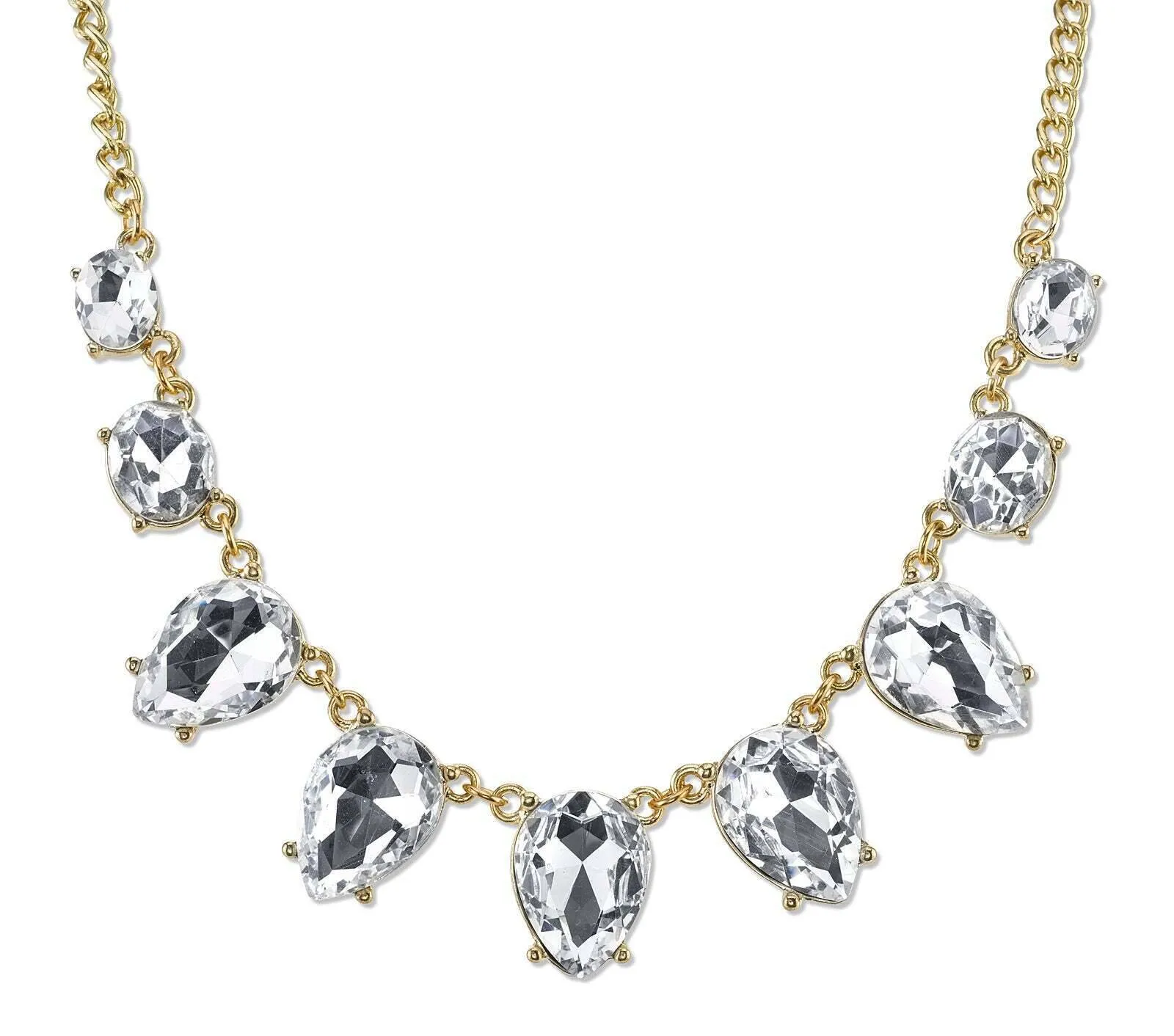 2028 Jewelry Clear Crystal Faceted Collar Necklace 16"   3" Extender 1928 Jewelry
