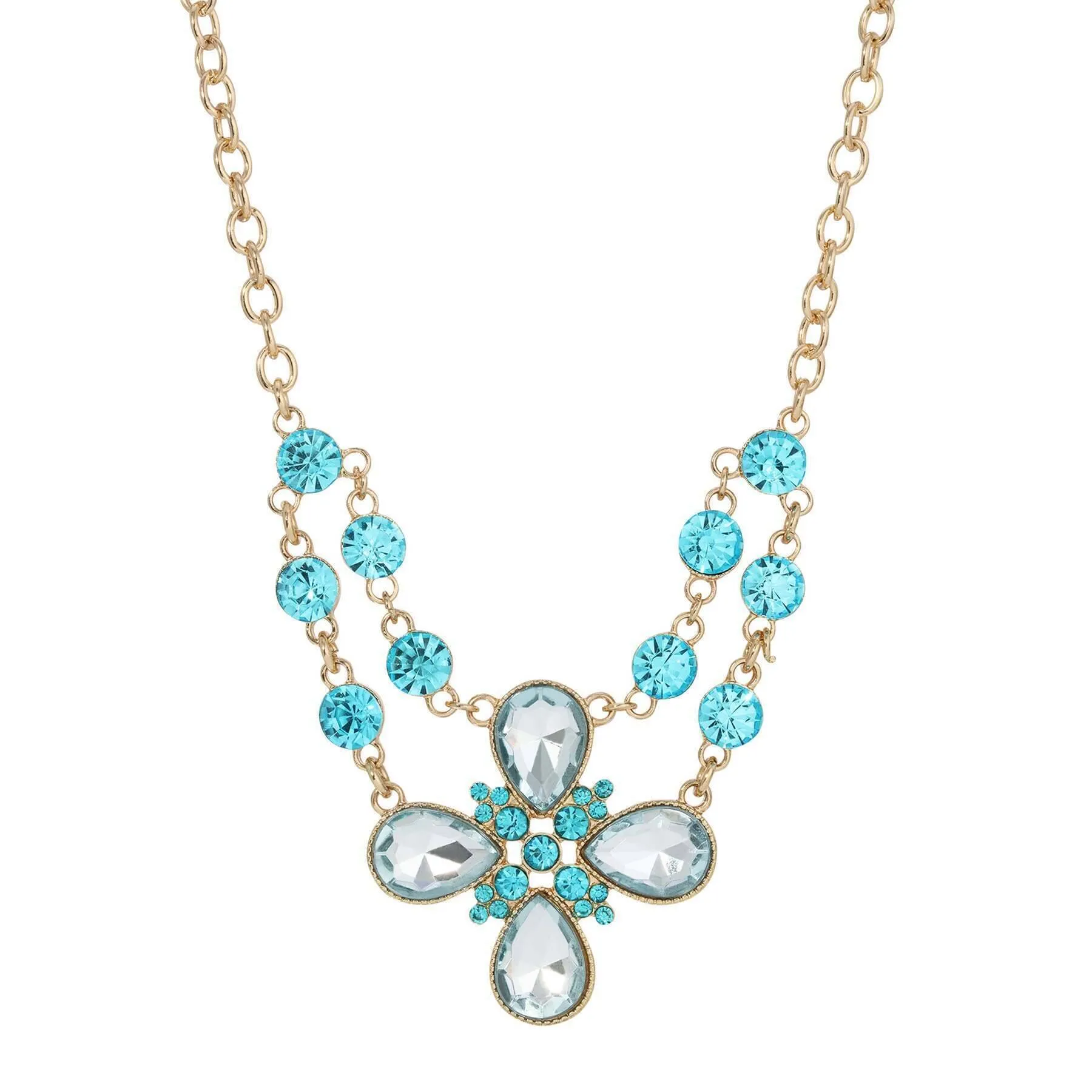2028 Jewelry Clear Crystal Flower Necklace 16"   3" Extender 1928 Jewelry