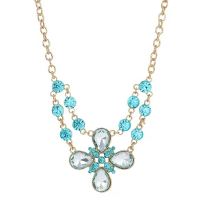 2028 Jewelry Clear Crystal Flower Necklace 16"   3" Extender 1928 Jewelry