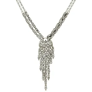 2028 Jewelry Clear Crystal Front Drop Statement Necklace 15"   3" Extender 1928 Jewelry