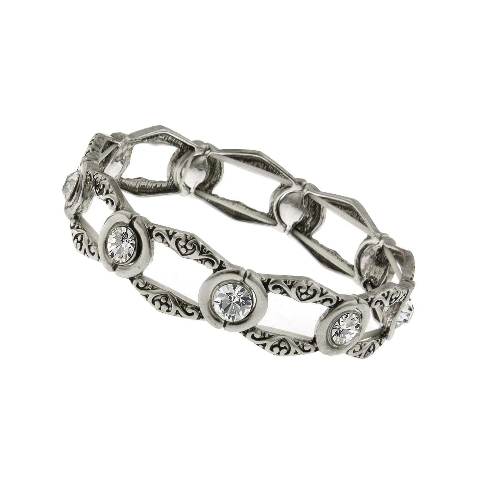 2028 Jewelry Clear Crystal Open Work Stretch Bracelet 1928 Jewelry