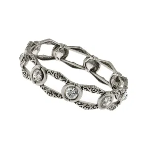 2028 Jewelry Clear Crystal Open Work Stretch Bracelet 1928 Jewelry