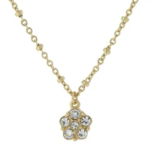2028 Jewelry Clear Crystal Petite Flower Pendant Necklace 16"   3" Extender 1928 Jewelry