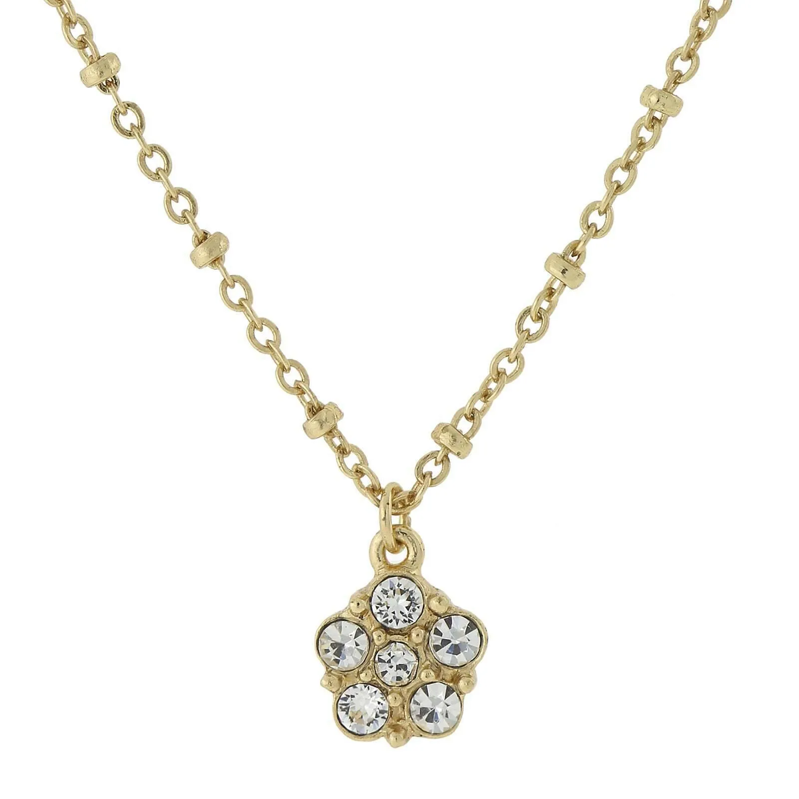 2028 Jewelry Clear Crystal Petite Flower Pendant Necklace 16"   3" Extender 1928 Jewelry