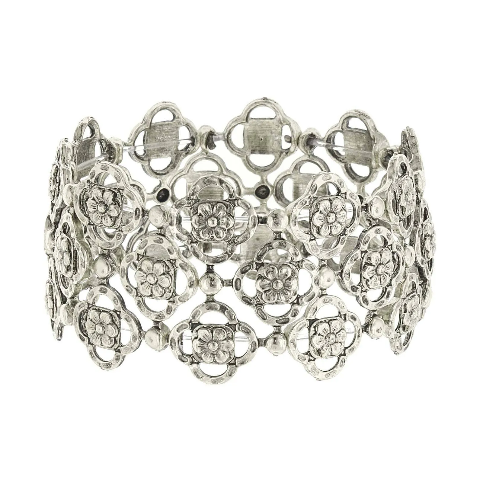 2028 Jewelry Clover And Flower Stretch Bracelet 1928 Jewelry