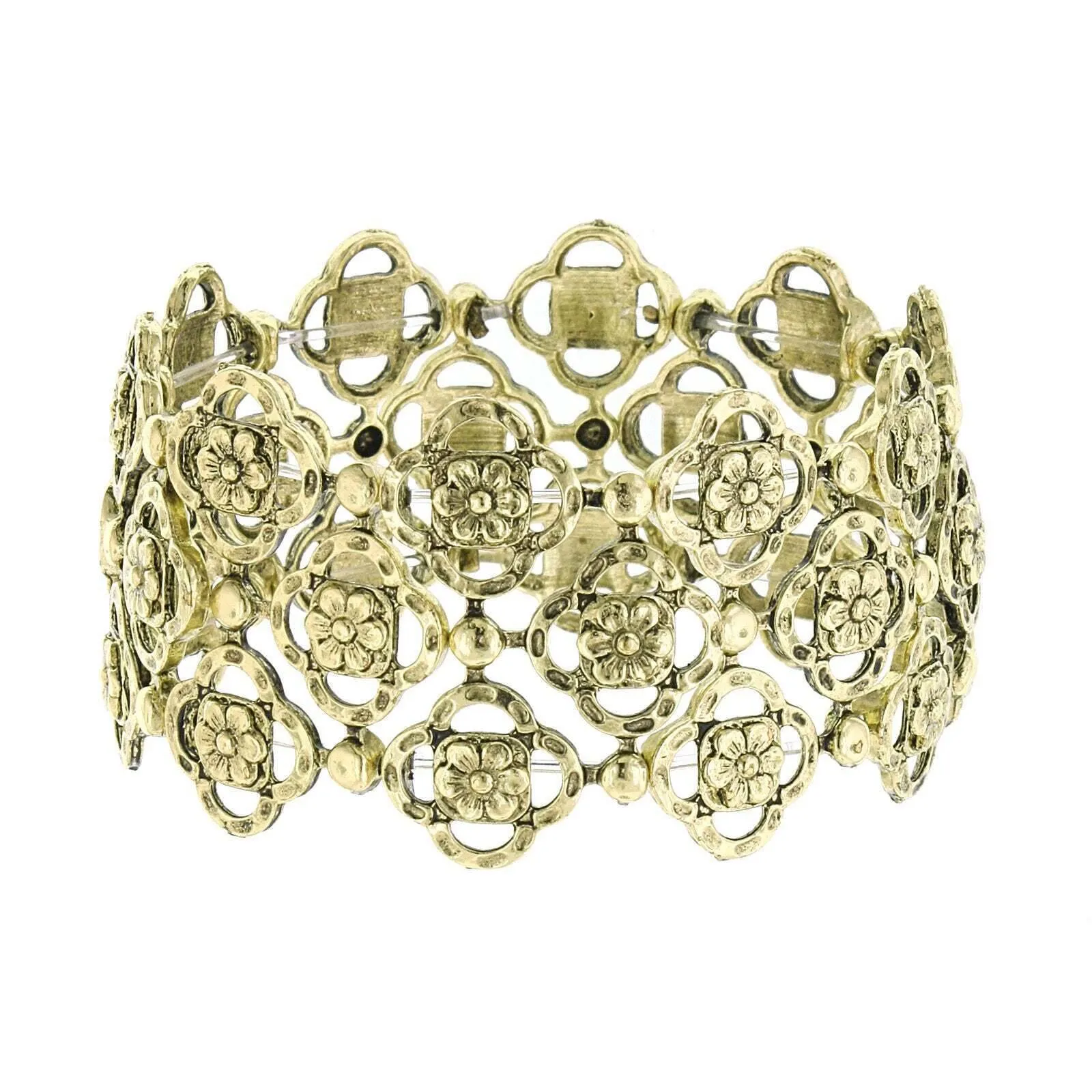 2028 Jewelry Clover And Flower Stretch Bracelet 1928 Jewelry