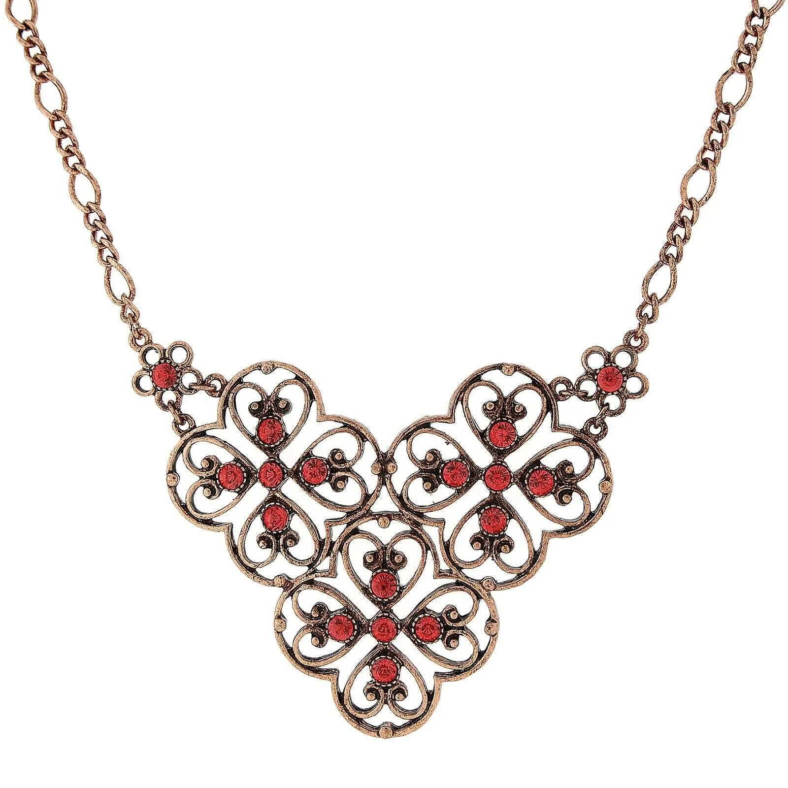 2028 Jewelry Coral Orange Filigree Bib Necklace 16"   3" Extender 1928 Jewelry