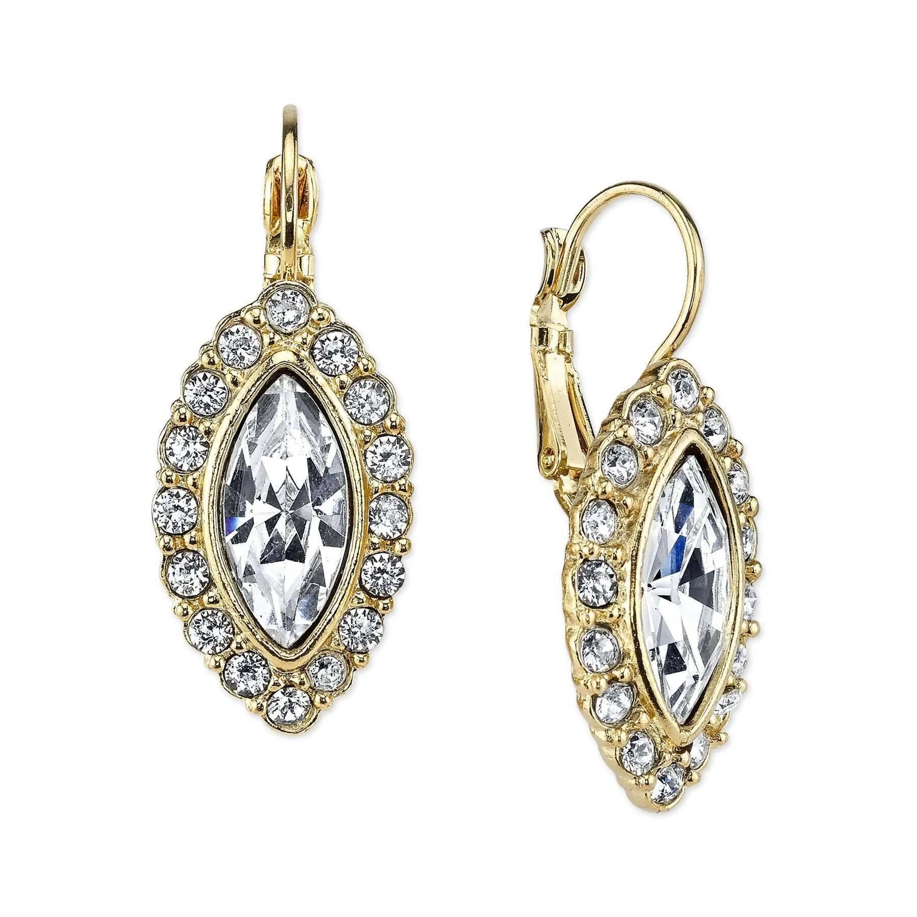 2028 Jewelry Crystal Clear Navette Leverback Earrings 1928 Jewelry
